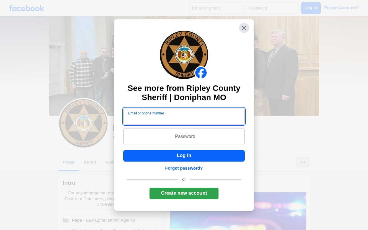 Ripley County 24-hour release check using the official sheriff social page
